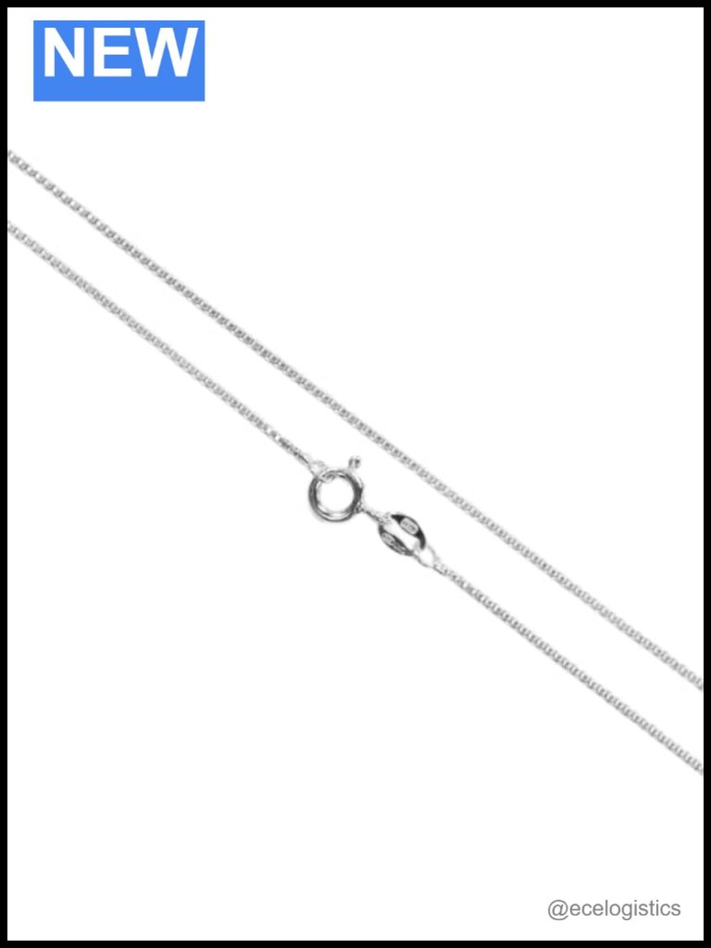 925 Sterling Silver Italian Box Chain Necklace 1mm 18" Spring Ring Clasp